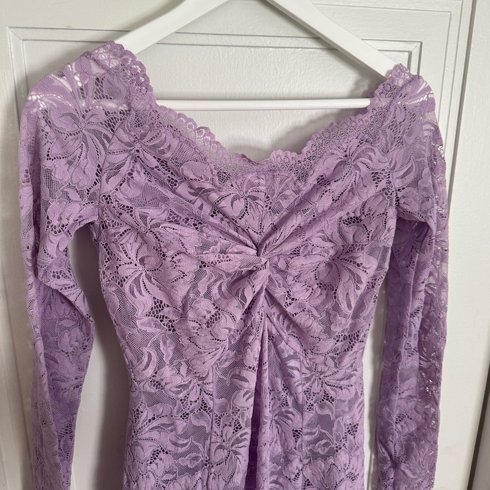 Rabanne Lavender Off the Shoulder Lace Dress - Picture 10 of 10
